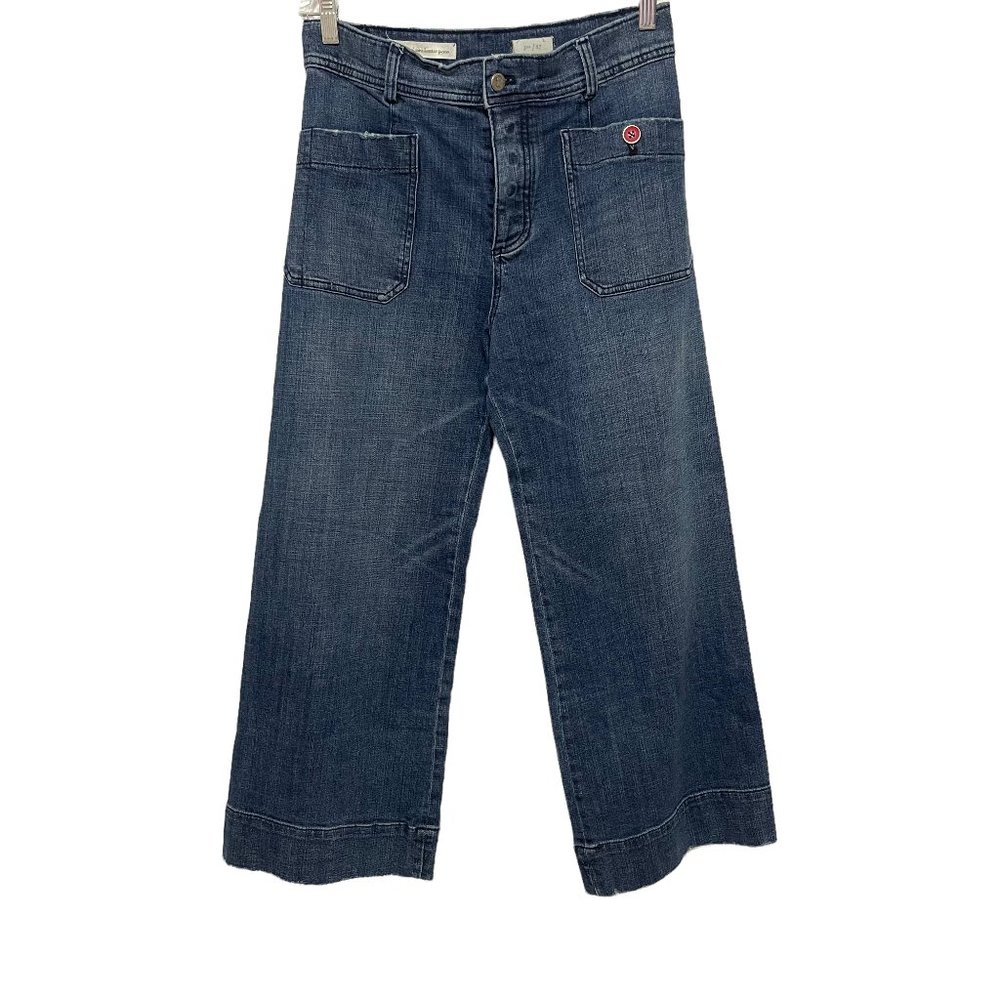 Pilcro and The Letterpress Anthropologie Wide Leg Button Fly Cropped Jeans
